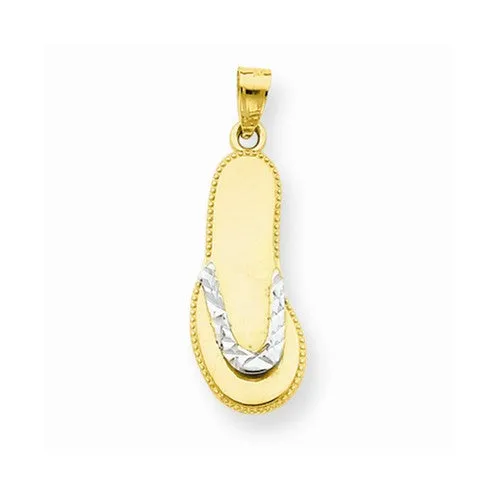 10k Yellow Gold & Rhodium Flip Flop Pendant