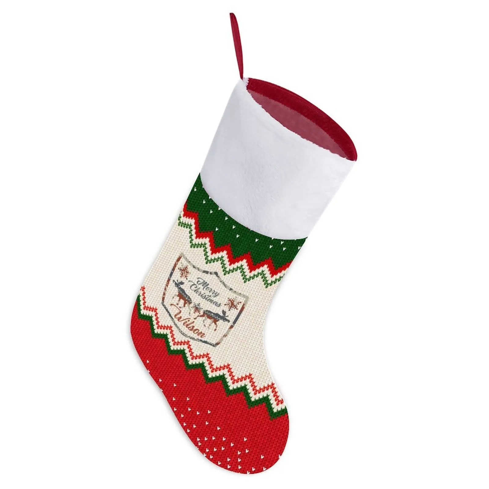 16.5in(L) Super Size-Custom Name Elk Christmas Stocking