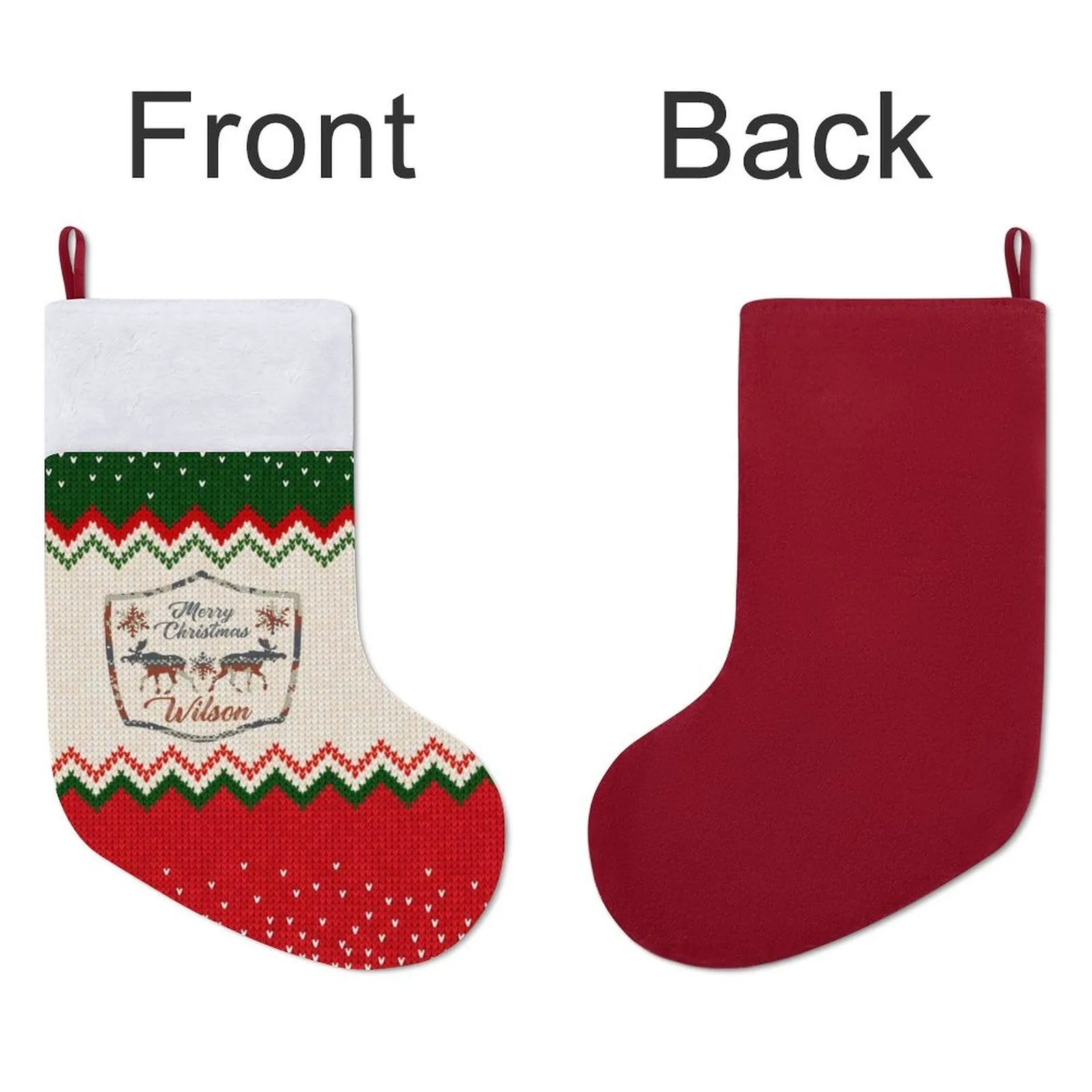 16.5in(L) Super Size-Custom Name Elk Christmas Stocking