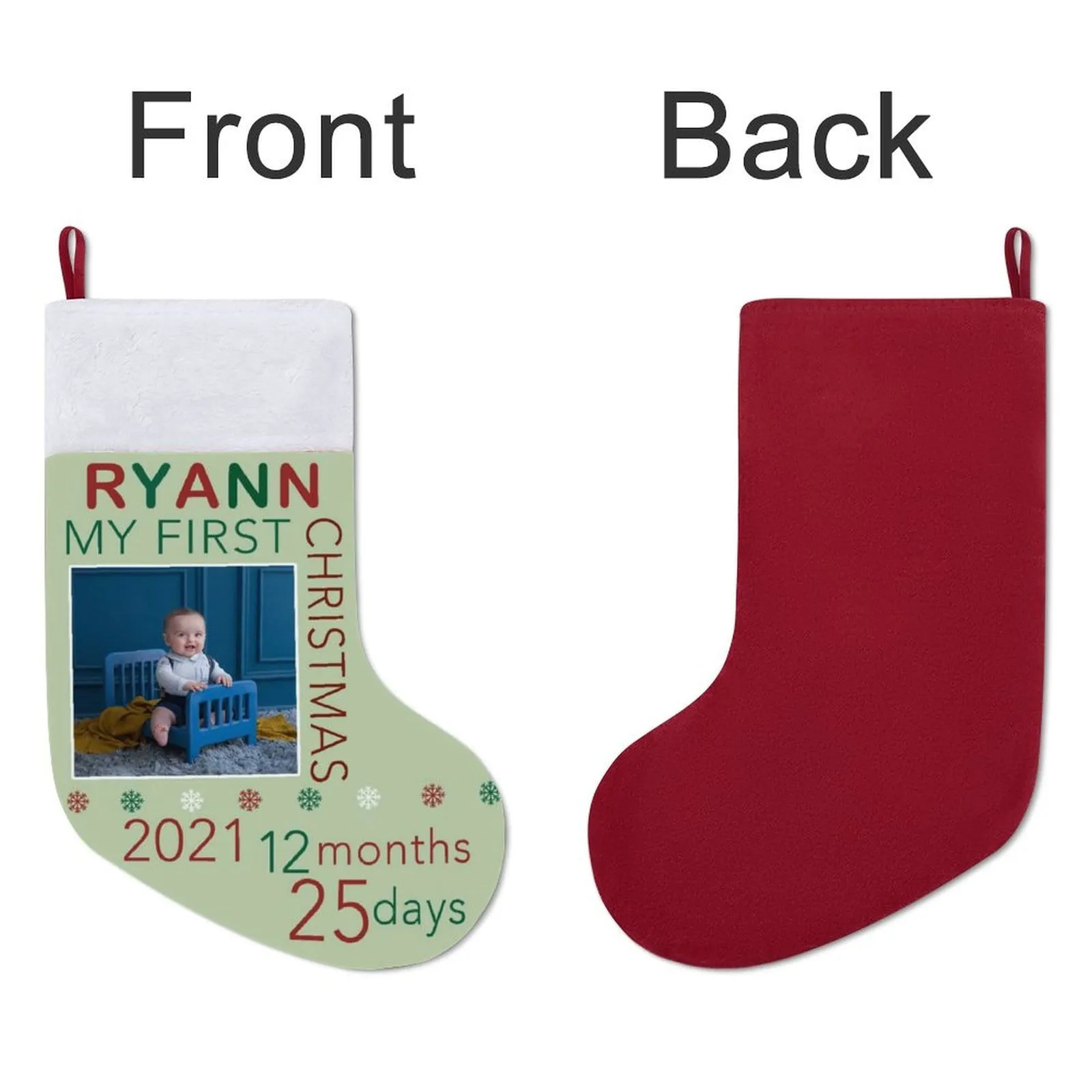 16.5in(L) Super Size-Custom Photo&Name My First Christmas Christmas Stocking