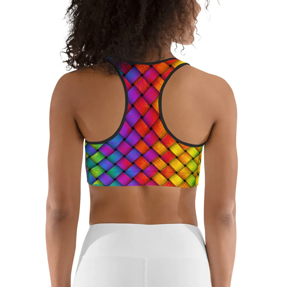 3D Rainbow Pattern Sports Bra