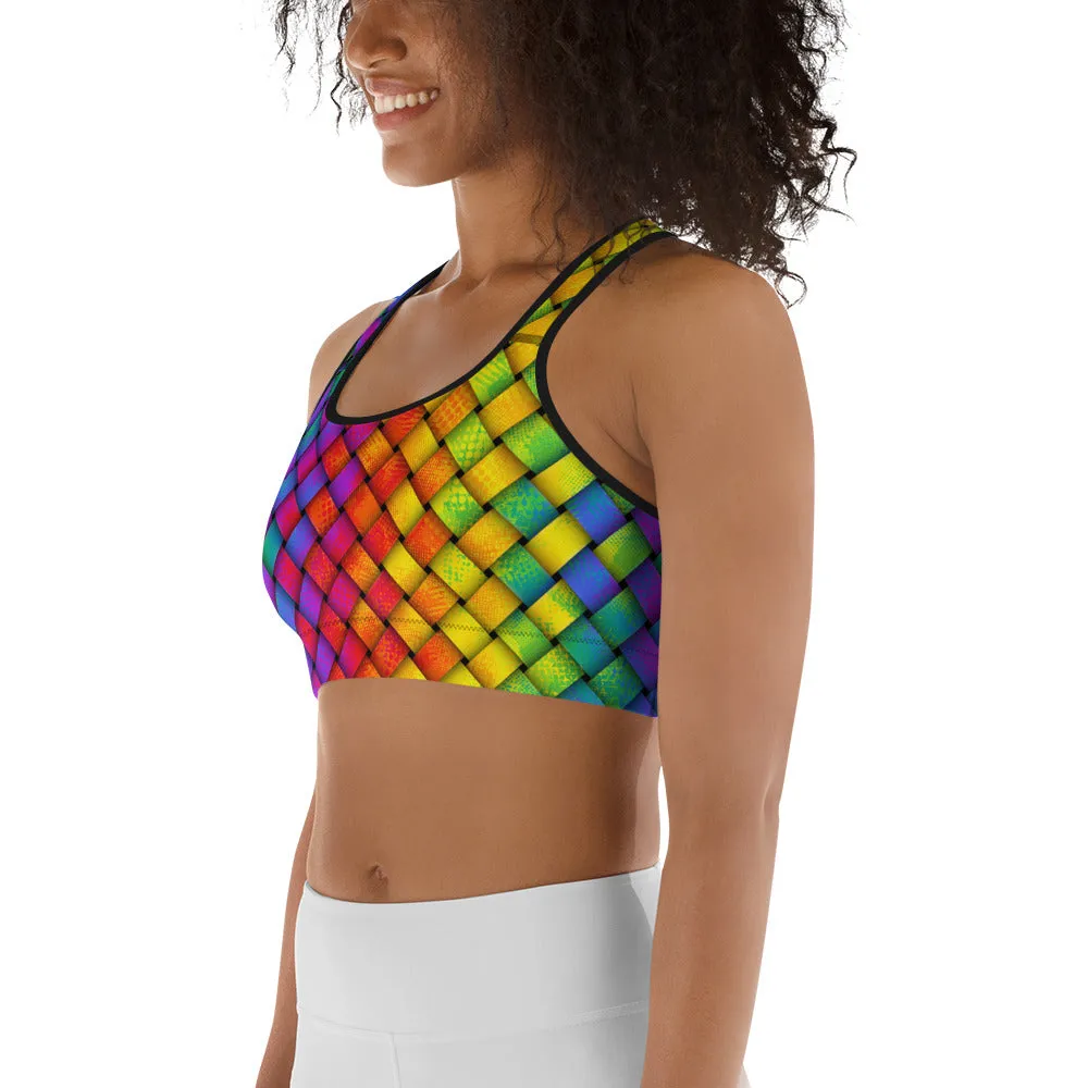 3D Rainbow Pattern Sports Bra