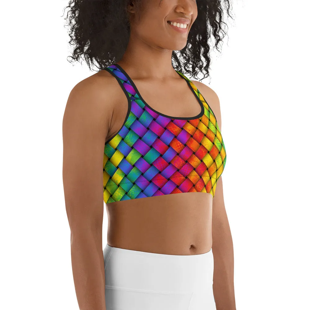 3D Rainbow Pattern Sports Bra