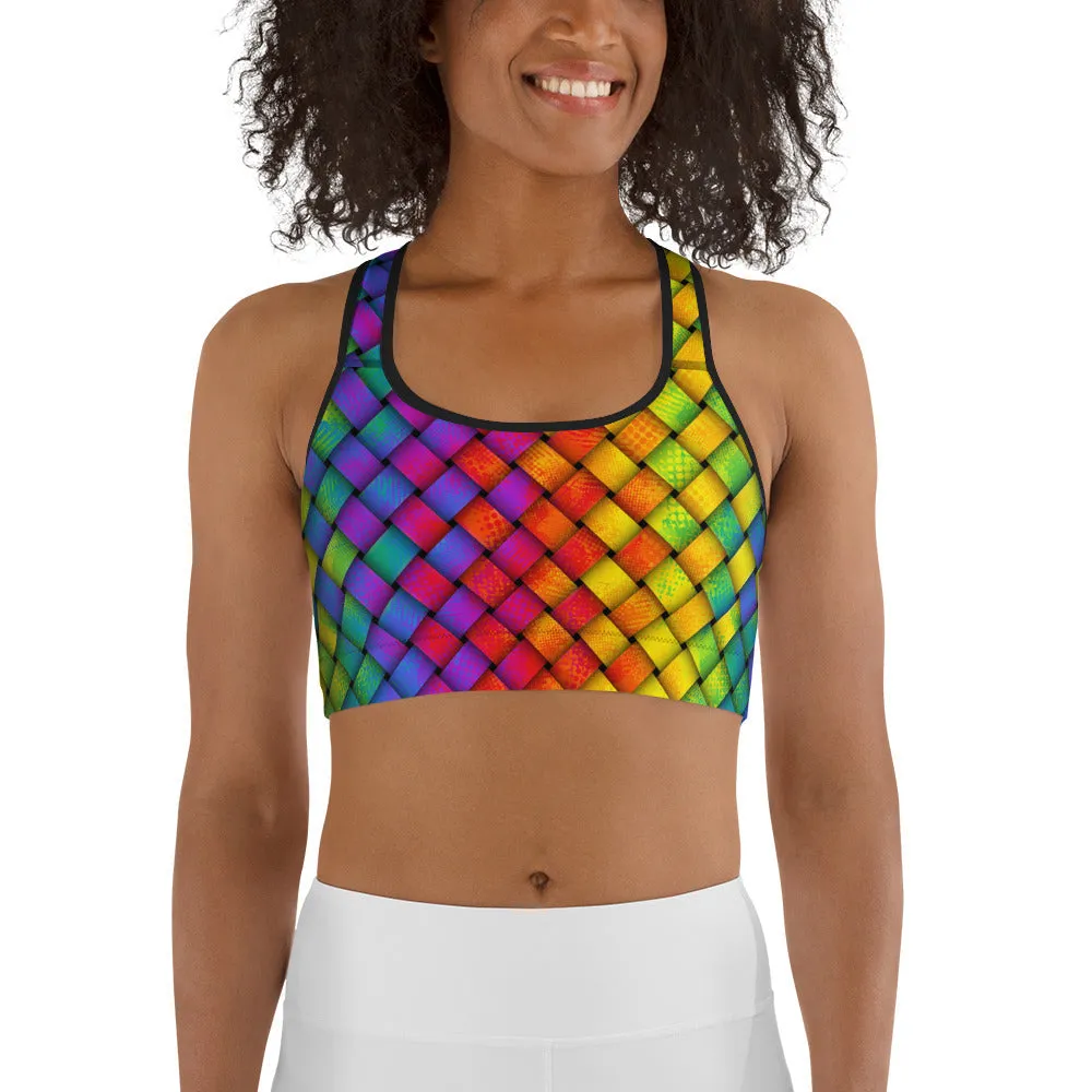 3D Rainbow Pattern Sports Bra