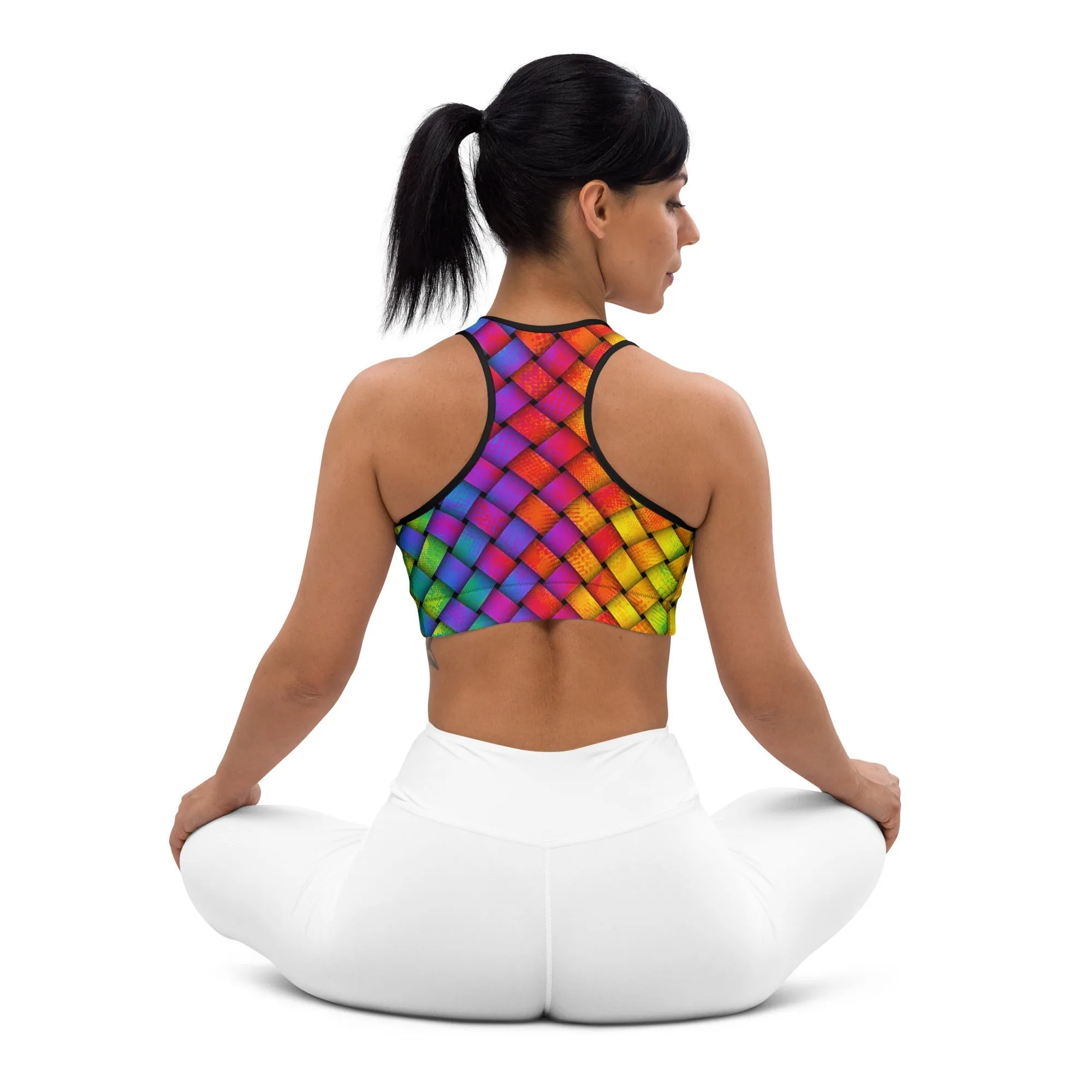 3D Rainbow Pattern Sports Bra