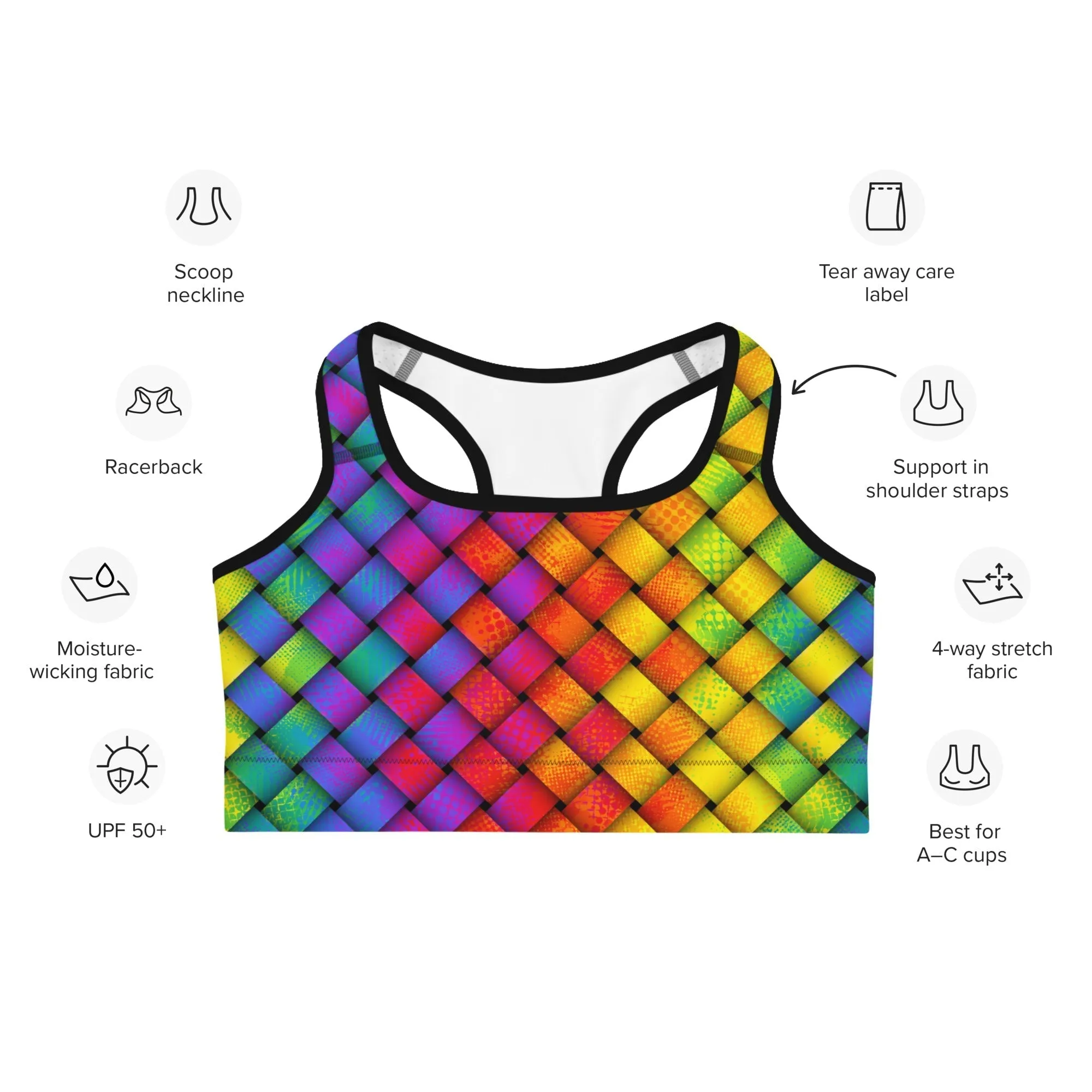 3D Rainbow Pattern Sports Bra