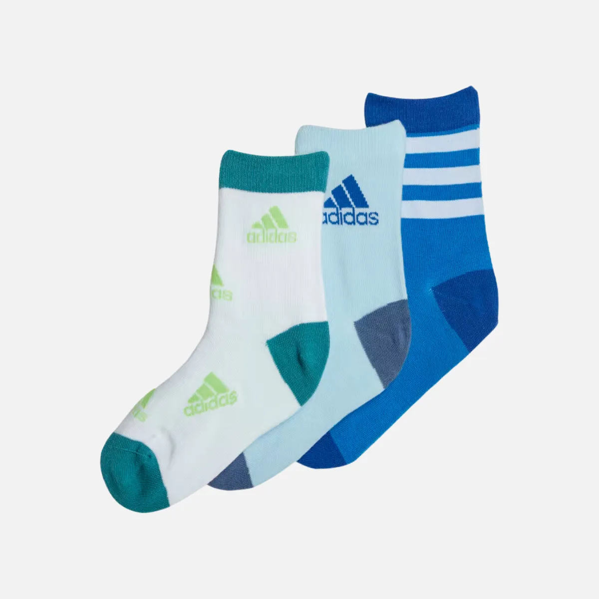 Adidas Kids Unisex 3 Pairs Printed Training Socks -White/Black/Medium Gray Heather