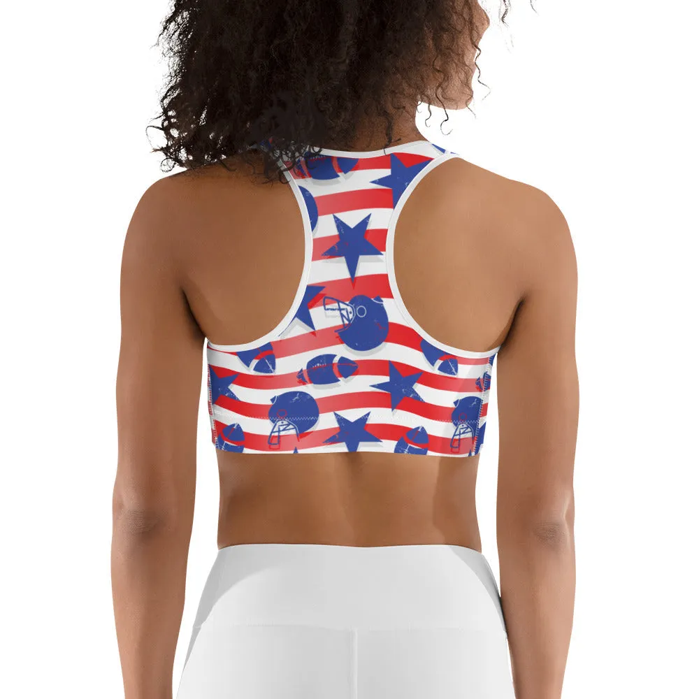 American Football Pattern Sports Bra