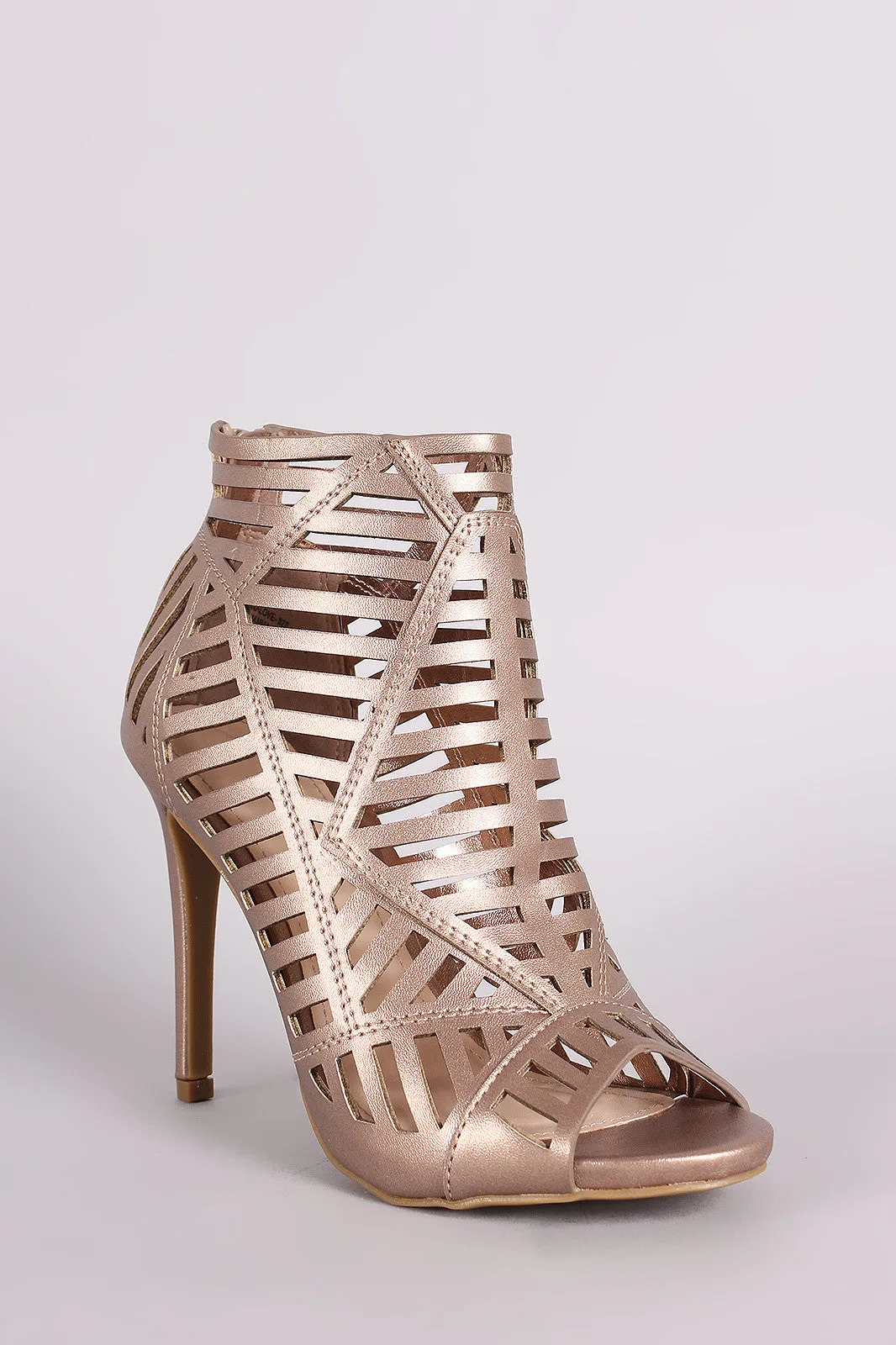 Anne Michelle Caged Peep Toe Stiletto Heel