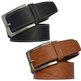 Attractive Men Multicolor Leather Belts Combo (Pack of 2)