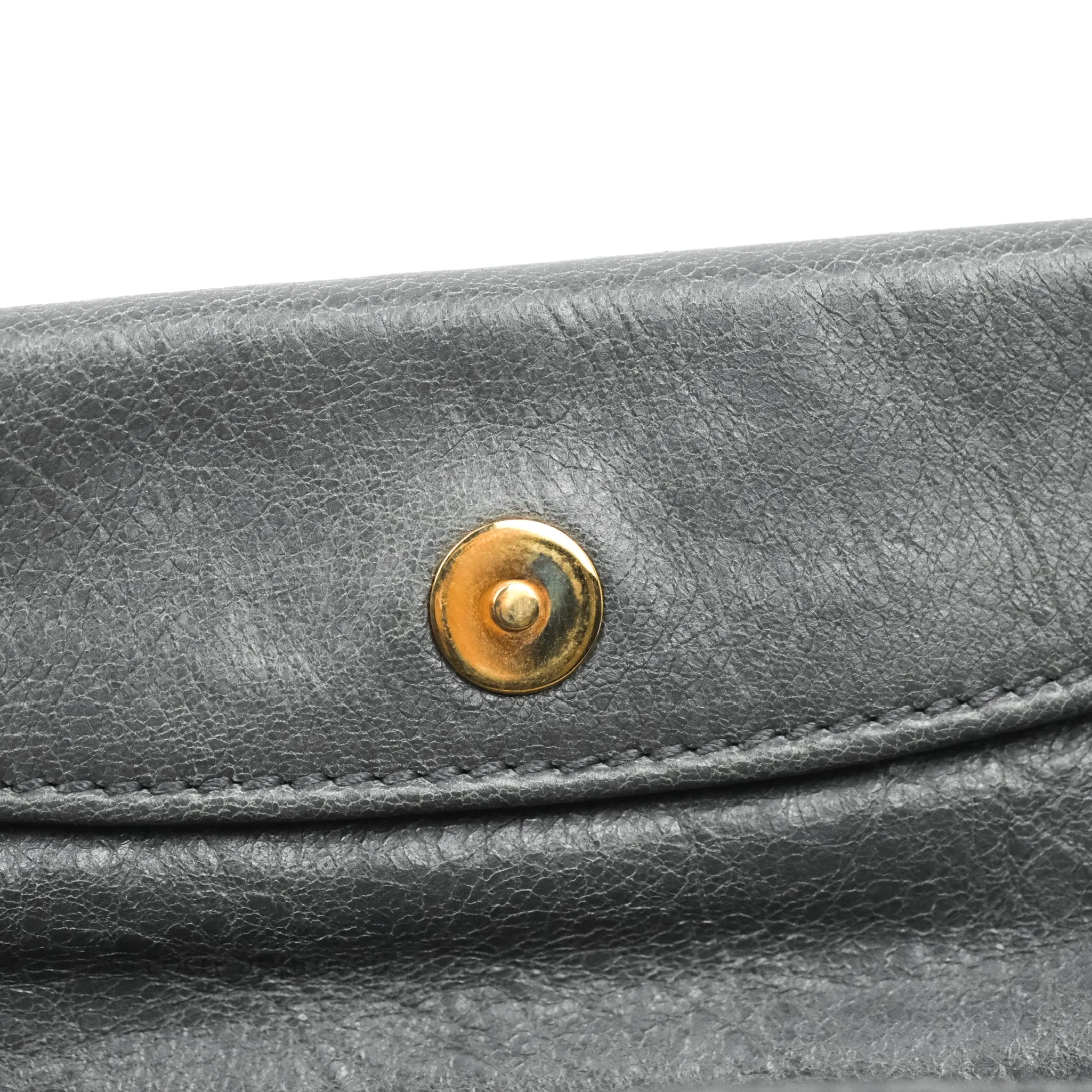 Balenciaga Classic Gold Hardware Envelope Strap Clutch Grey