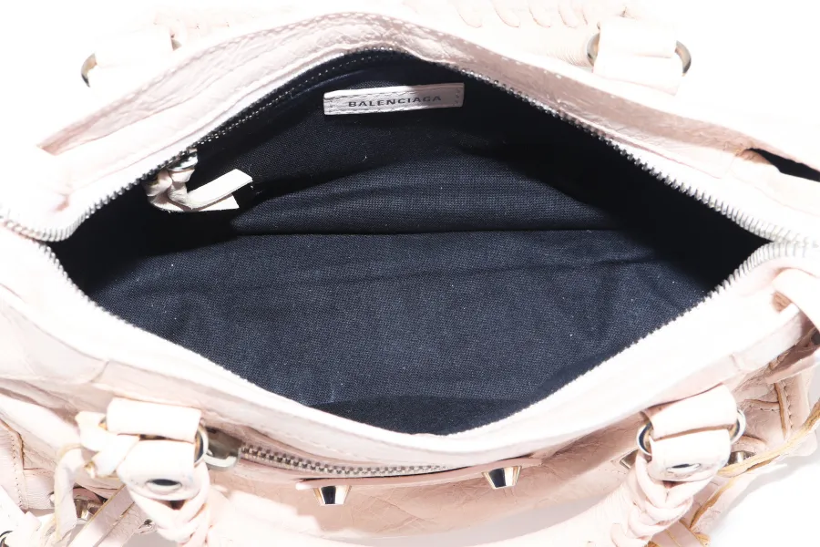 BALENCIAGA SMALL BEIGE LEATHER CITY HANDBAG (300295.5969.U.568024) SILVER HARDWARE WITH STRAP, MIRROR & DUST COVER