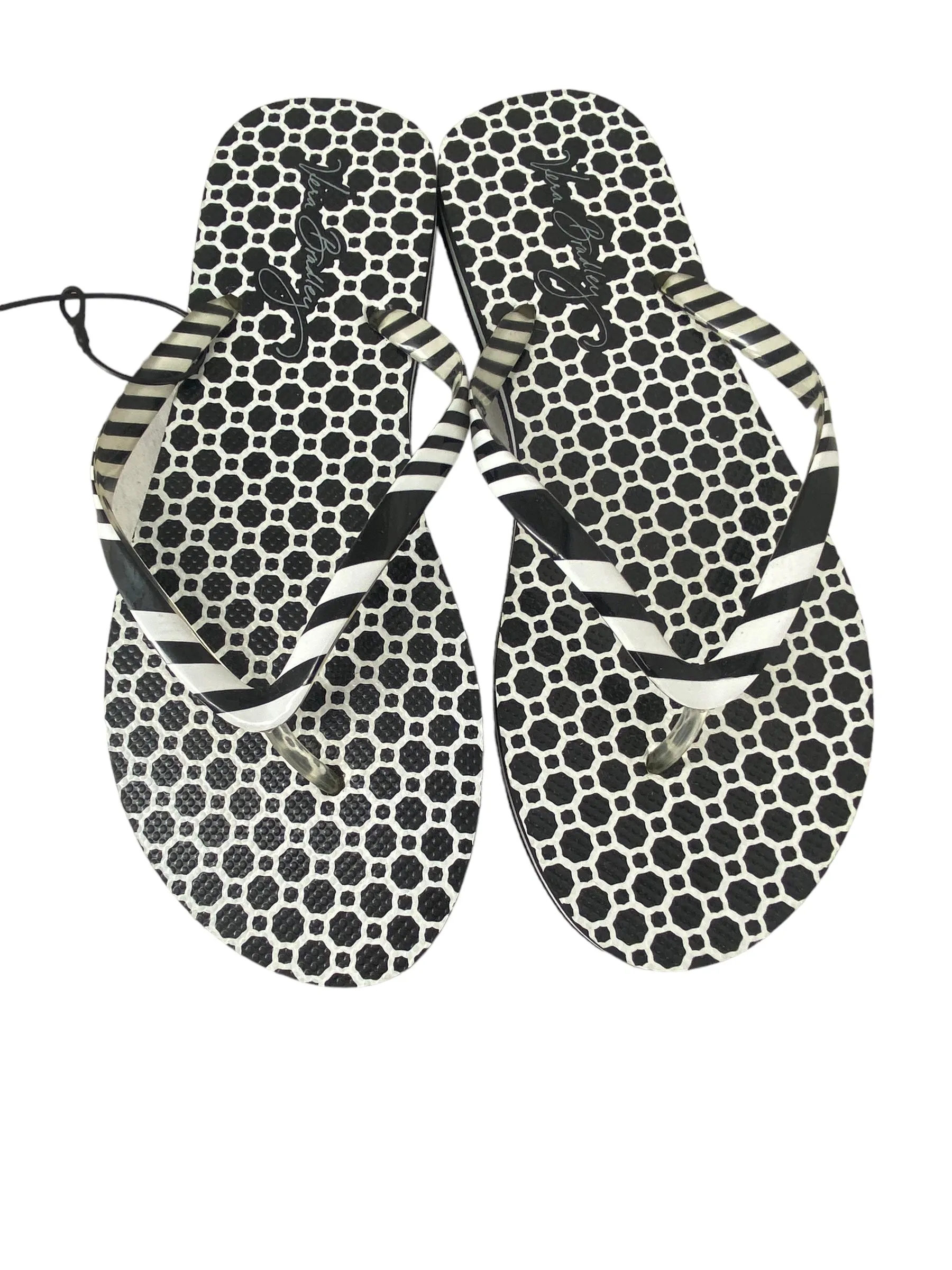 Black & White Sandals Flip Flops Vera Bradley, Size 10