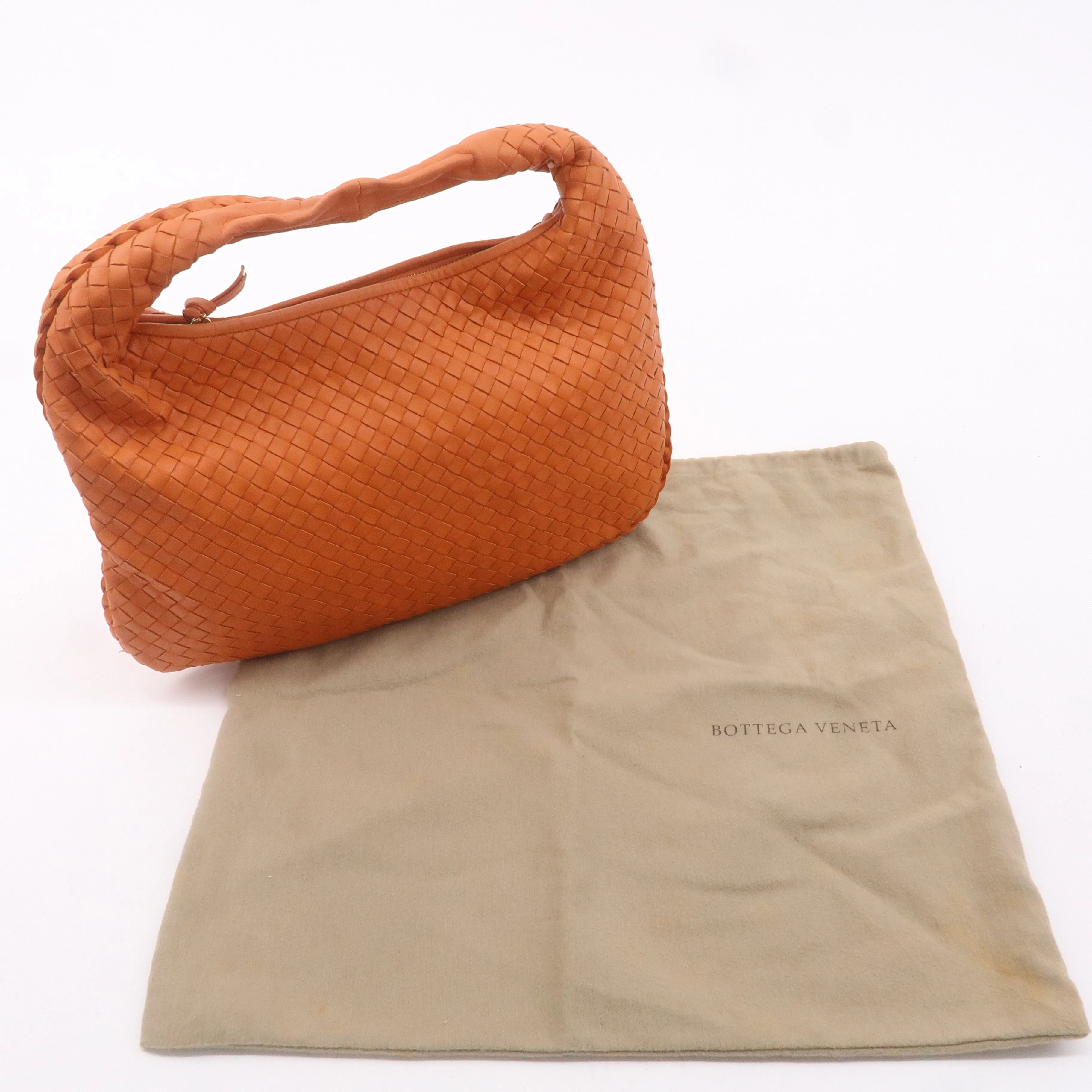 BOTTEGA VENETA Hobo Intrecciato Leather Shoulder Bag Orange 115653