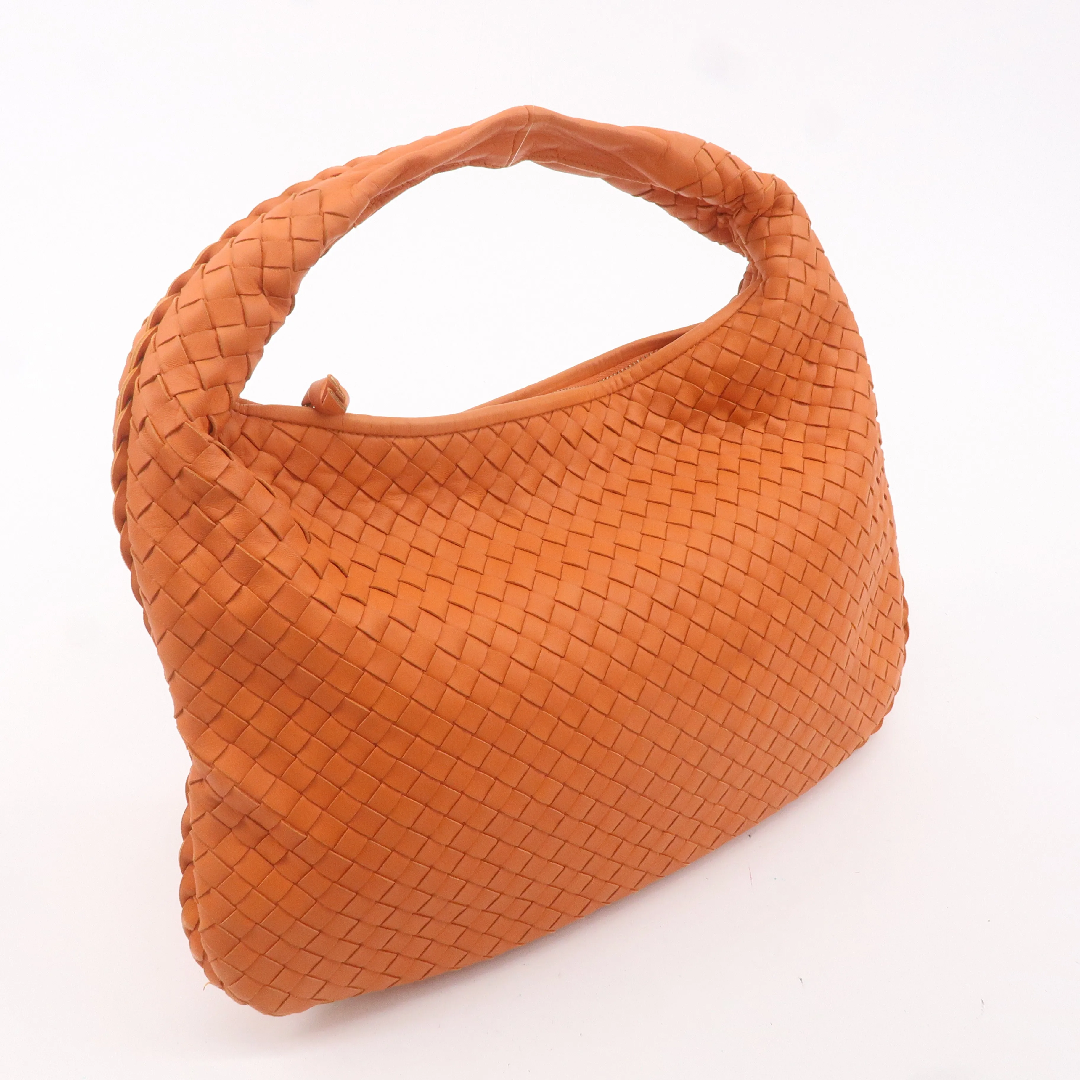 BOTTEGA VENETA Hobo Intrecciato Leather Shoulder Bag Orange 115653