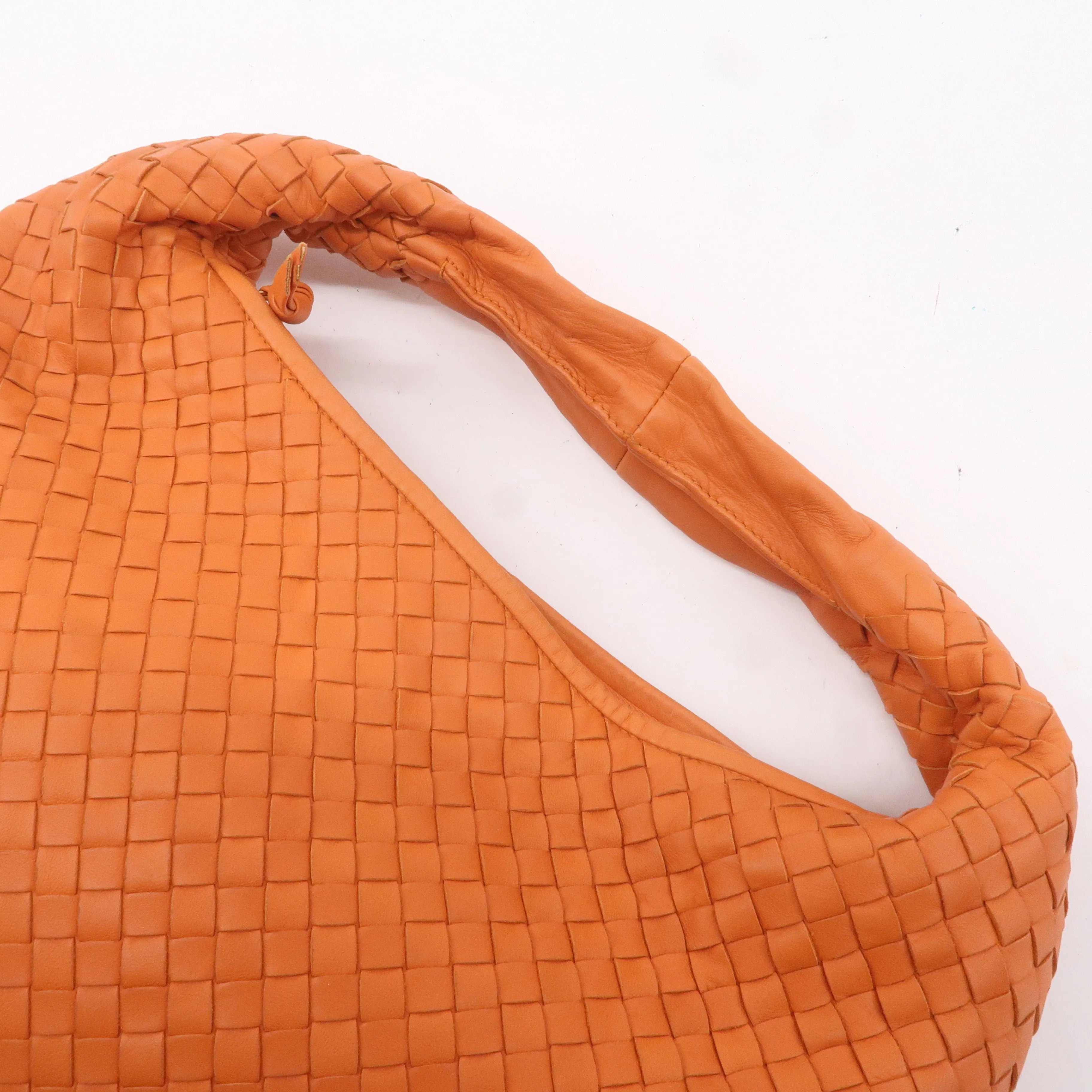 BOTTEGA VENETA Hobo Intrecciato Leather Shoulder Bag Orange 115653