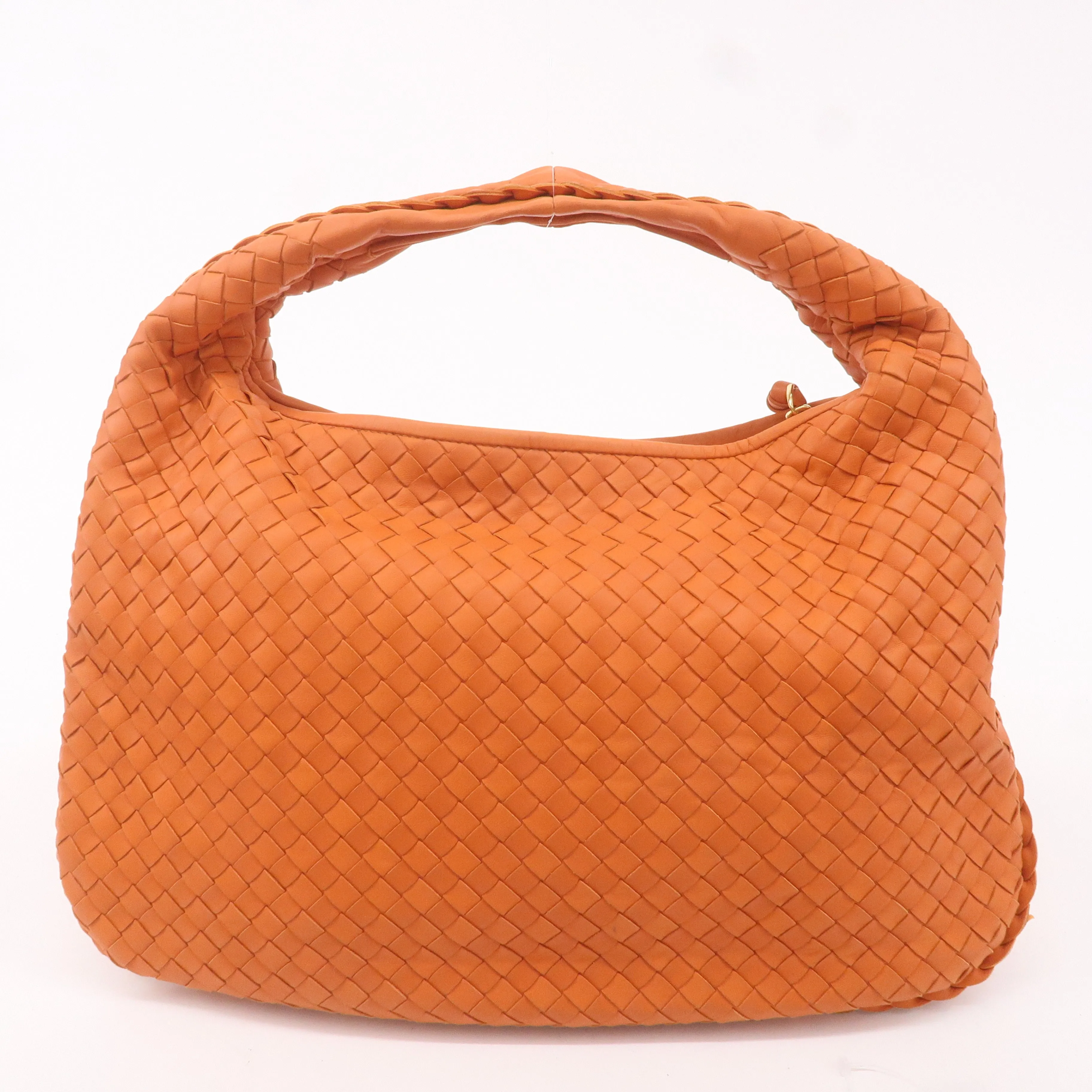 BOTTEGA VENETA Hobo Intrecciato Leather Shoulder Bag Orange 115653