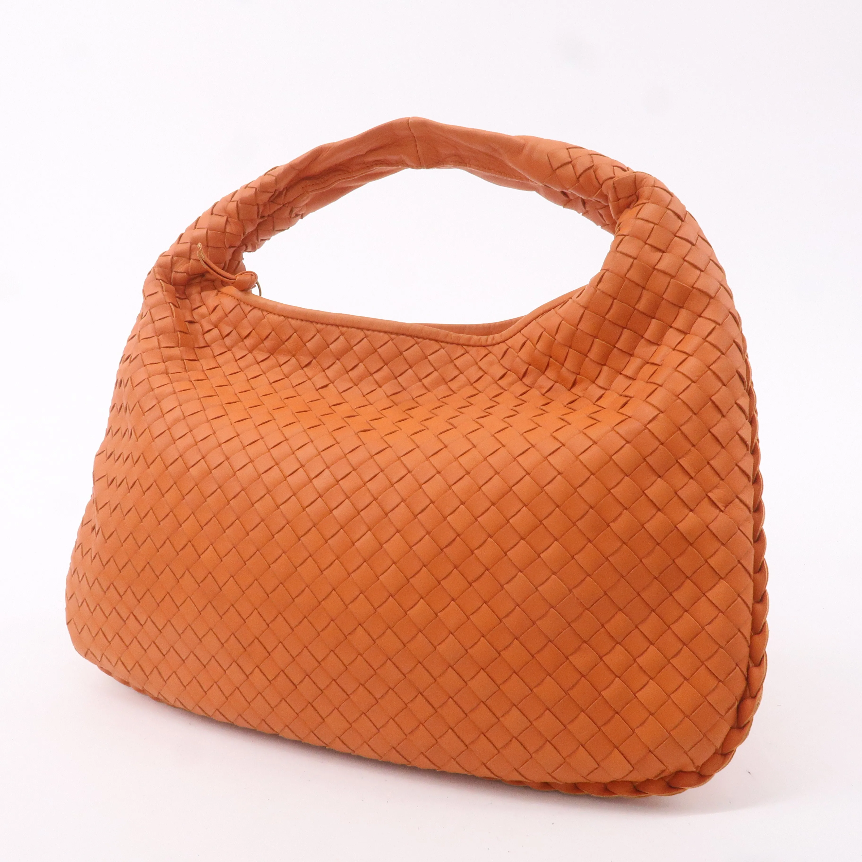 BOTTEGA VENETA Hobo Intrecciato Leather Shoulder Bag Orange 115653