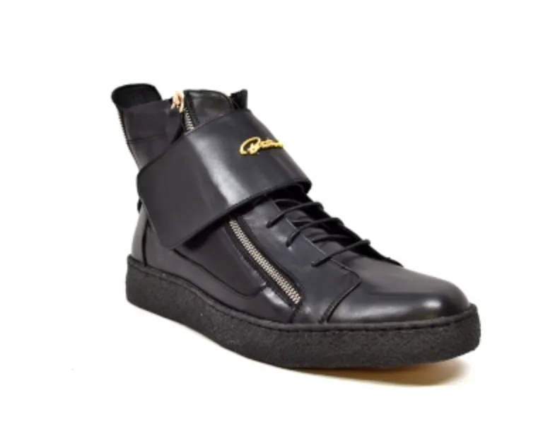 British Collections Empire Mens High Top Shoe with Large Velcro Fastening Strap