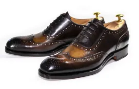 Burnished Calfskin Wingtip Spectator Oxford Cognac