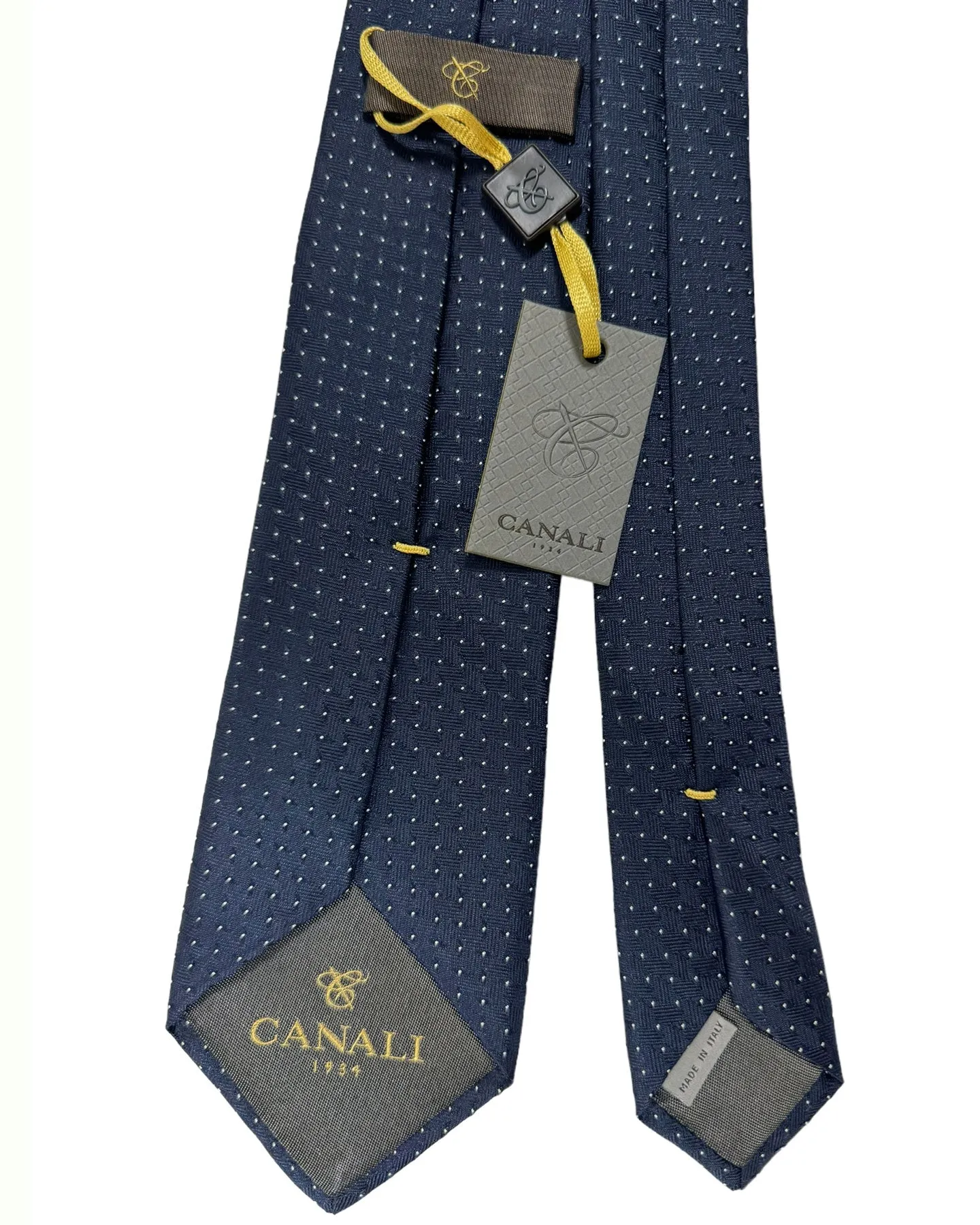 Canali Necktie Dark Blue Silver Micro Pattern