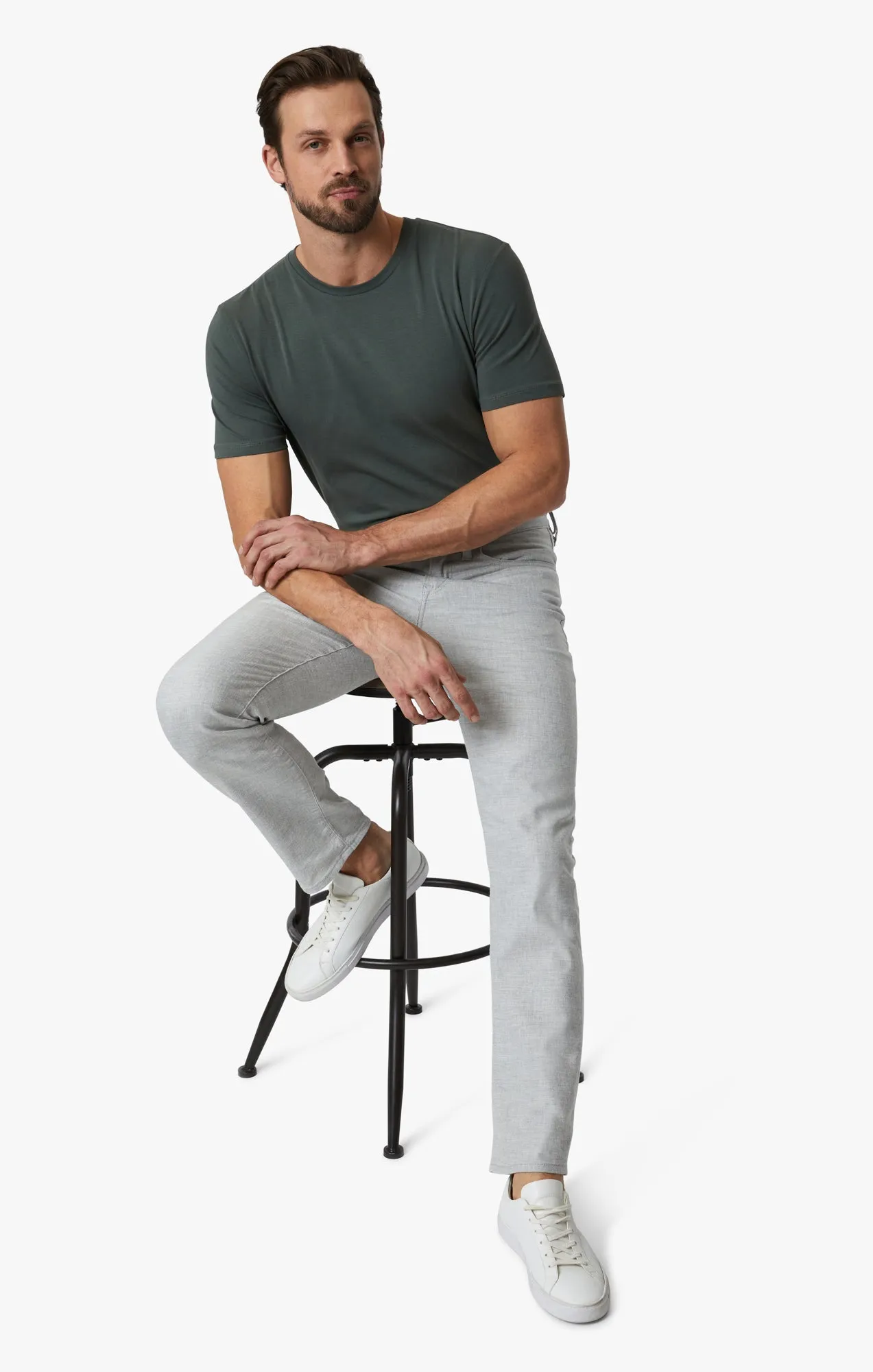 Charisma Relaxed Straight Leg Pants In Light Grey Hemp