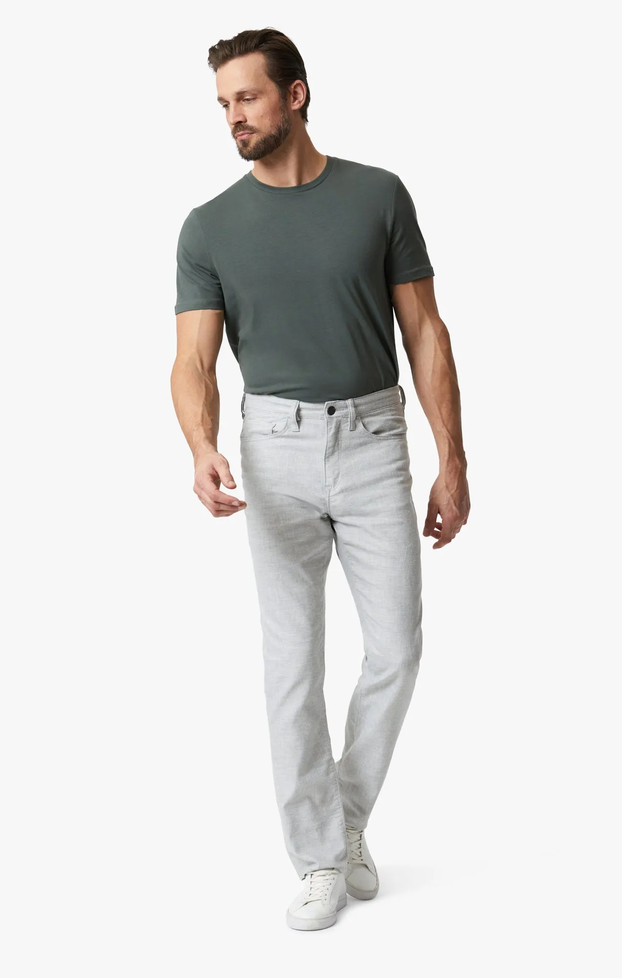 Charisma Relaxed Straight Leg Pants In Light Grey Hemp