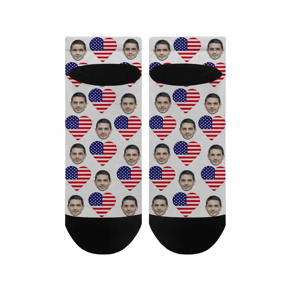 Custom Boyfriend Face Socks Personalized Love Flag Women's Ankle Socks