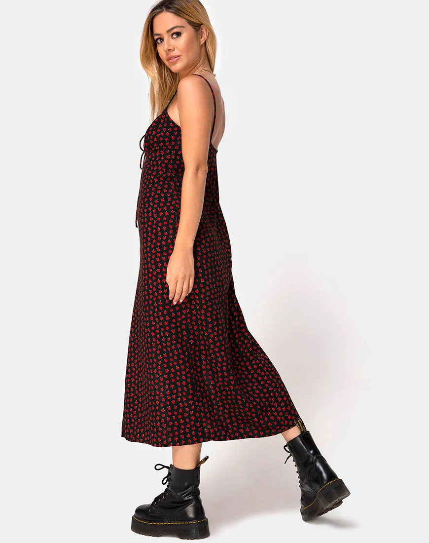 Cypress Midi Dress in Dotty Rose Red