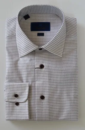 David Donahue Dress Shirt - White/Merlot (Trim)