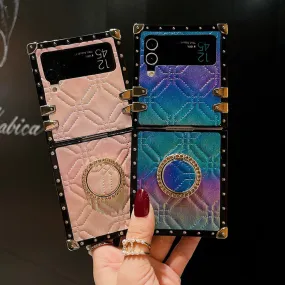 Diamond Leather Ring Phone Case for Samsung Galaxy Z Flip 3/4/5/6