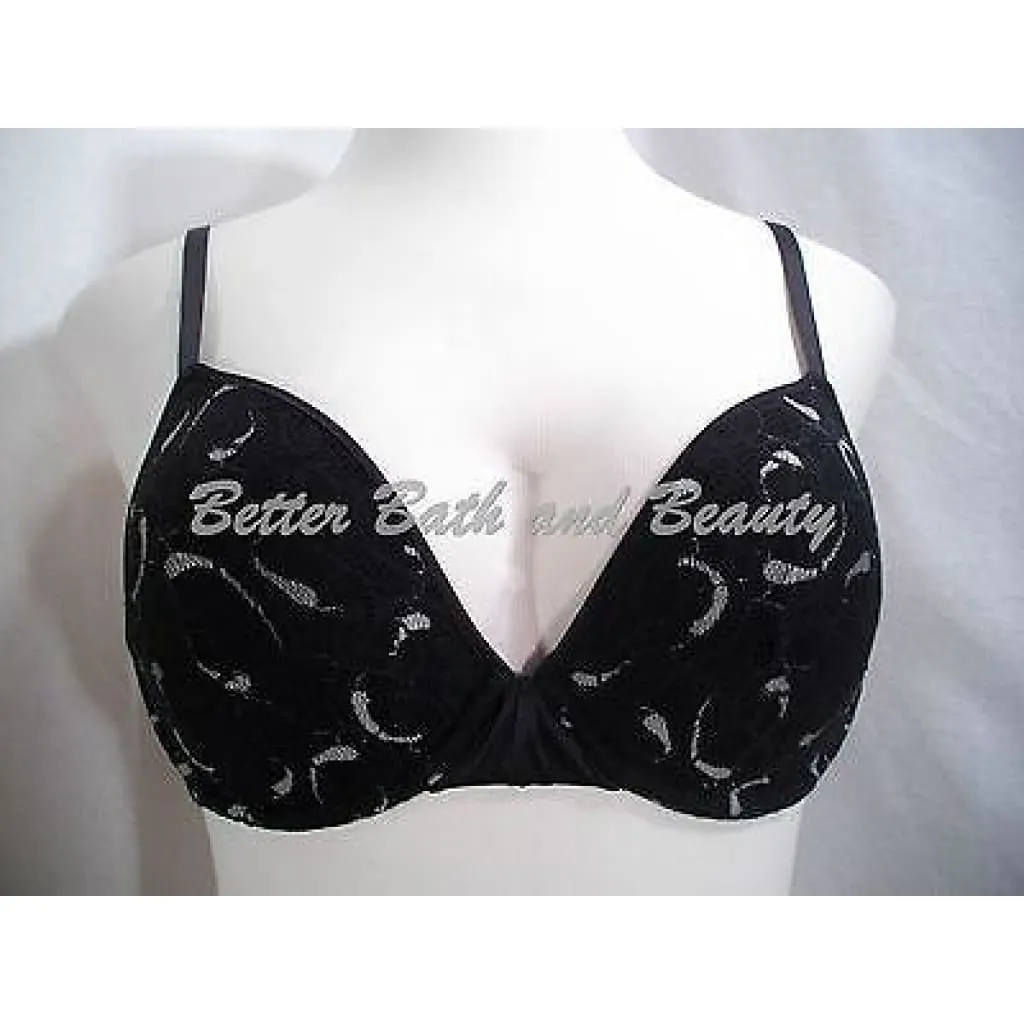 DKNY 453105 Lace Love Story Lined Demi Underwire Bra 32D Black