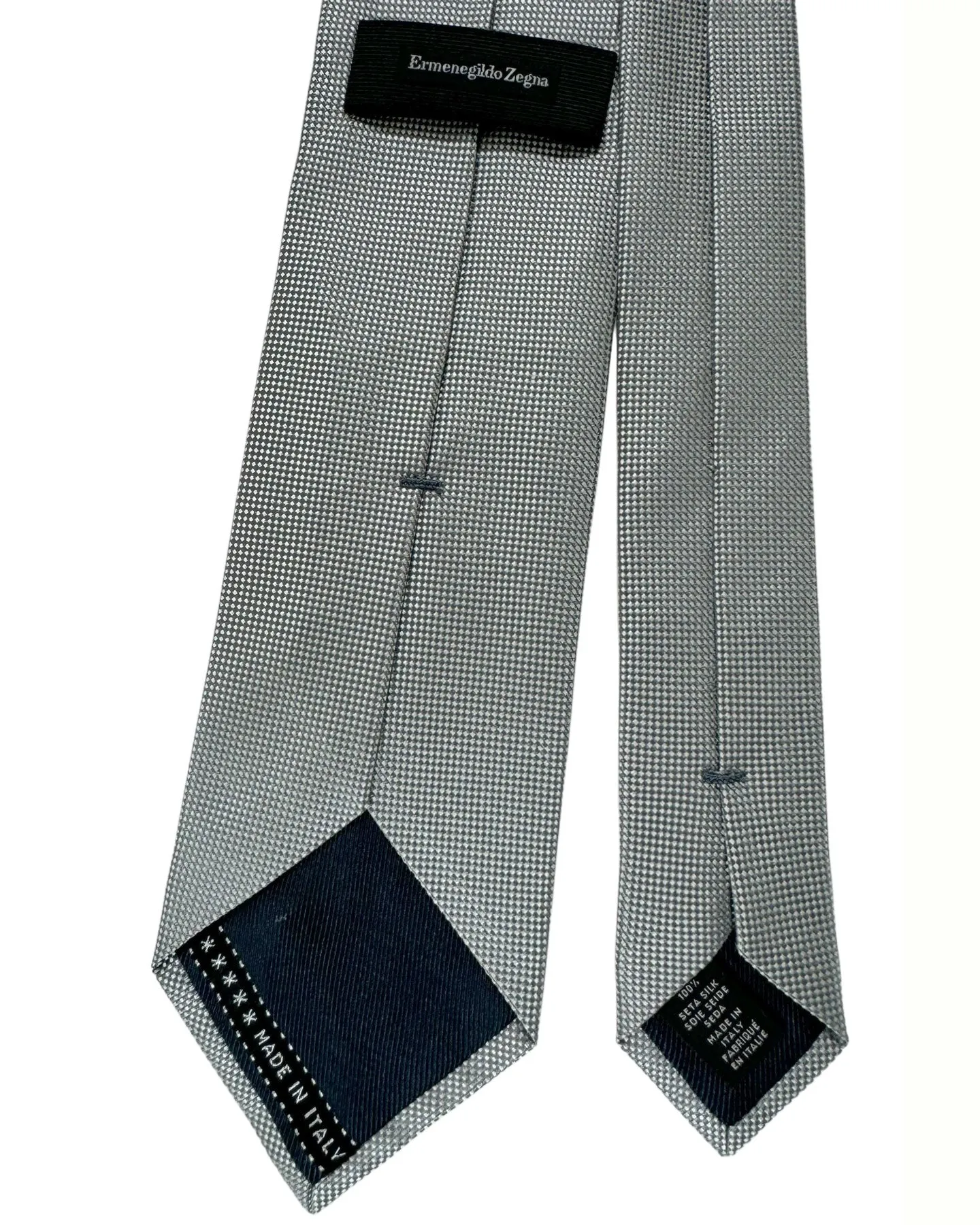 Ermenegildo Zegna Silk Tie Gray Silver Micro Pattern - Hand Made in Italy