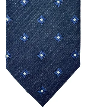 Ermenegildo Zegna Tie Dark Blue Silver Mini Floral