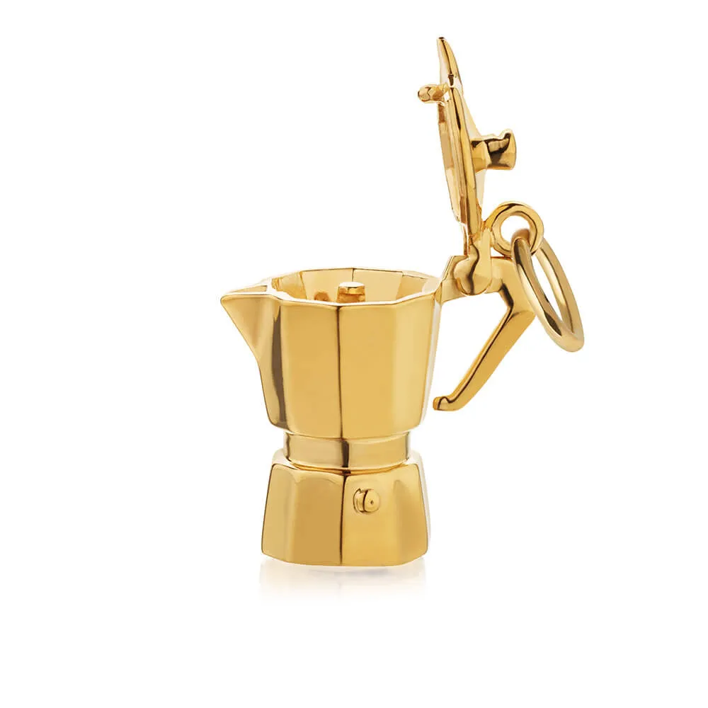 Espresso Coffee Pot Charm Italy Gold