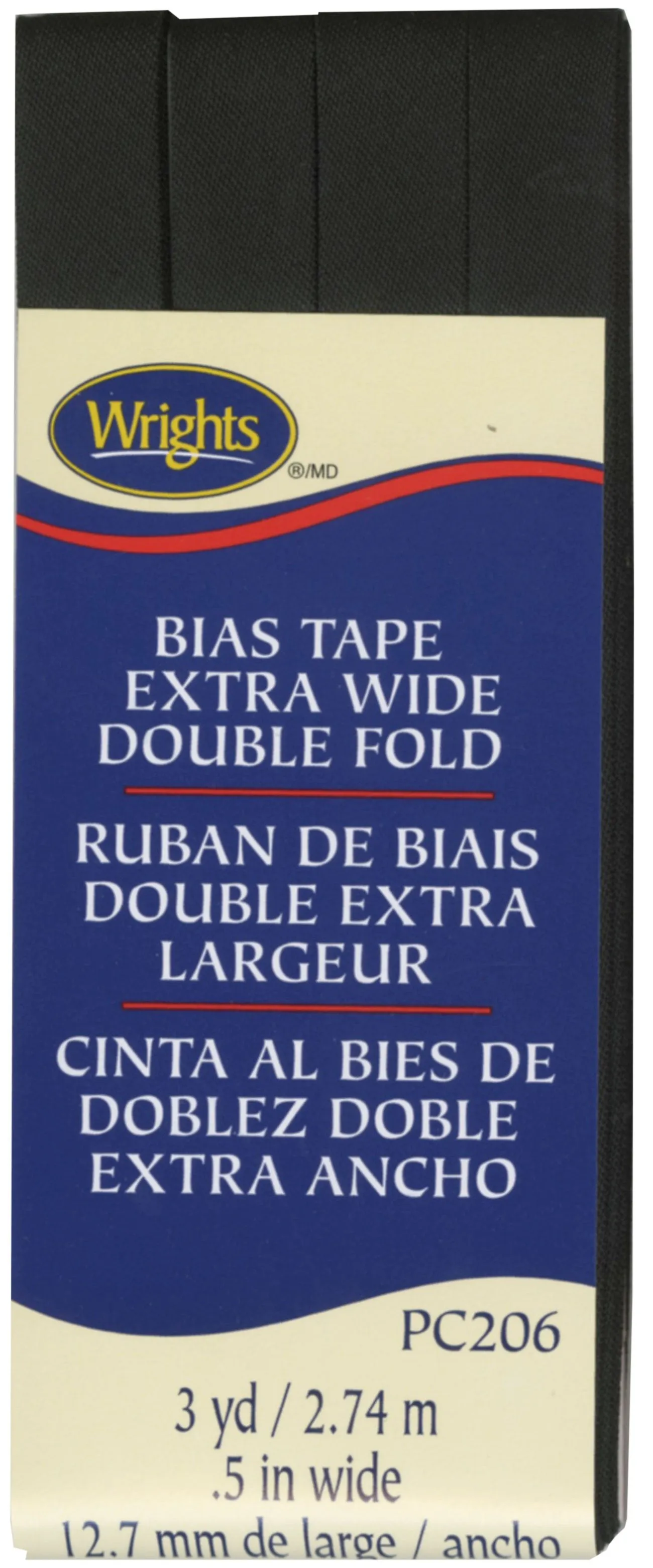 Extra Wide Double Fold Bias Tape Black