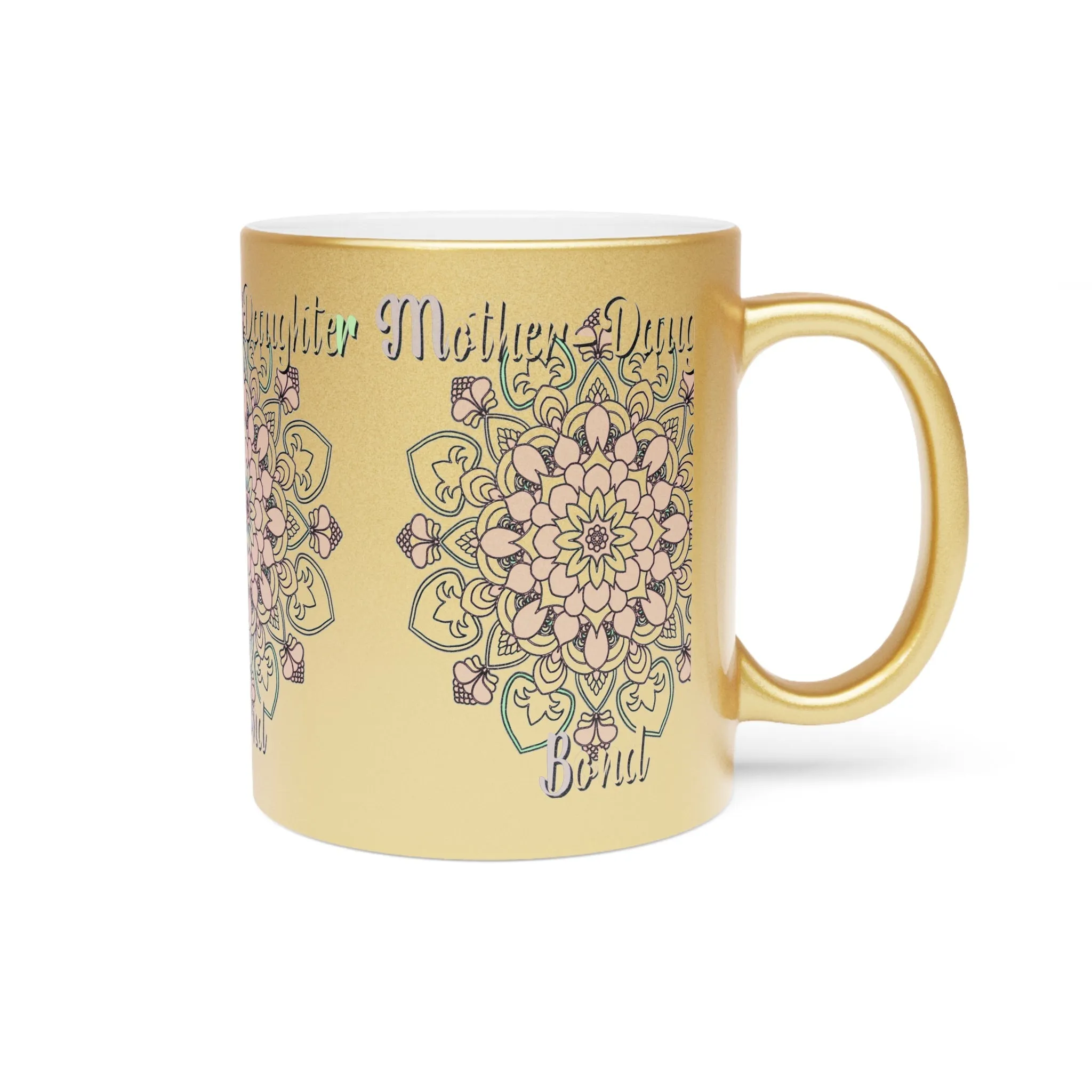 Handmade Mandala Metallic Mug - Mother-Daughter Bond