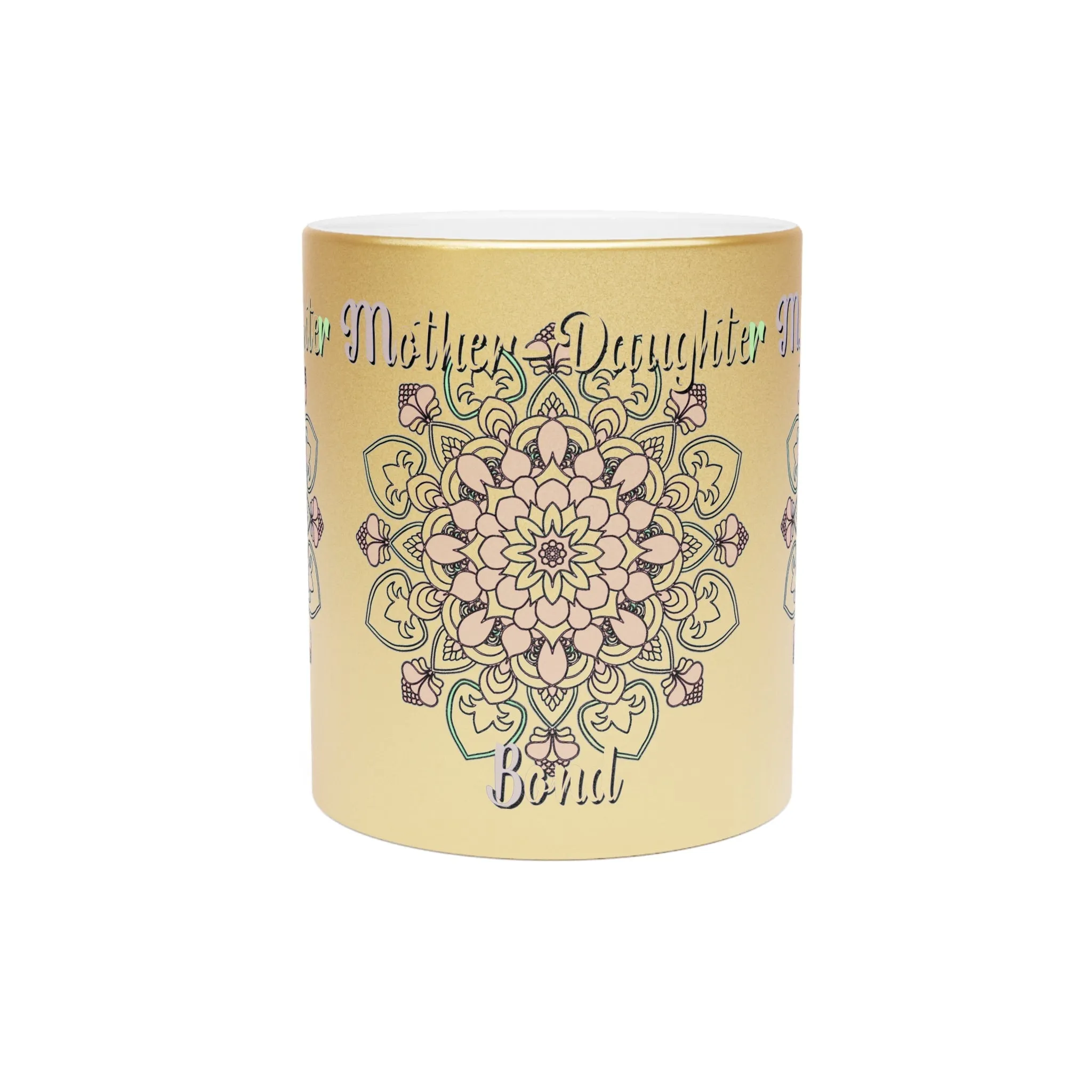 Handmade Mandala Metallic Mug - Mother-Daughter Bond