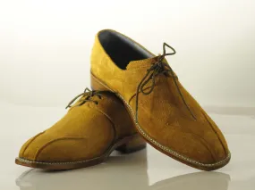 Handmade Men's Tan Suede Lace Up Shoes, Men Designer Dress Formal Luxury Shoes