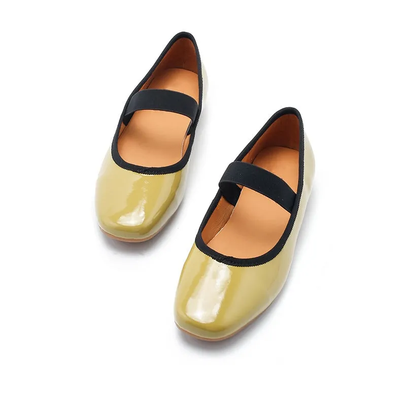 Handmade Patent Leather Mary Jane Flats For Women Round Toe Mori Style