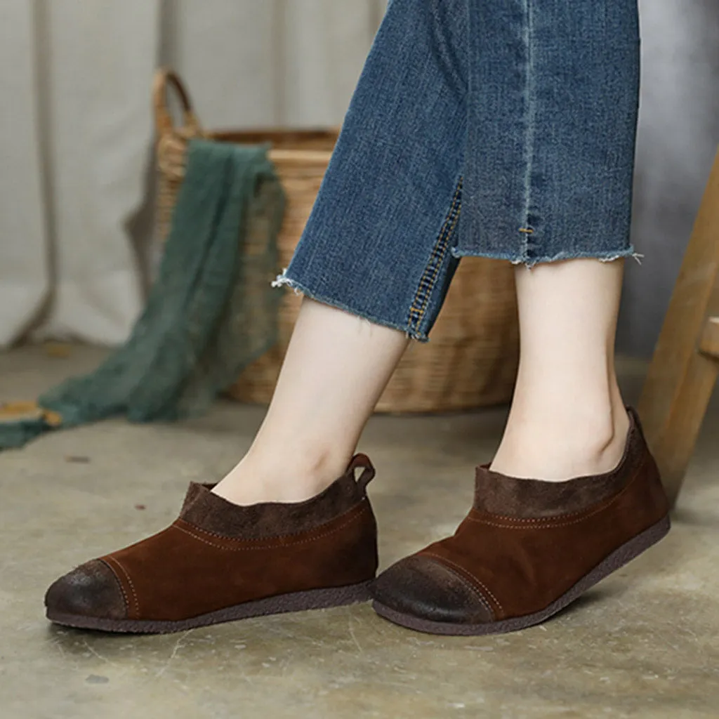 Handmade Round Head Soft Sole Retro Flat Shoes