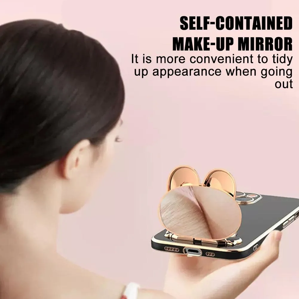 Kawaii Rabbit Phone Holder with Makeup Mirror