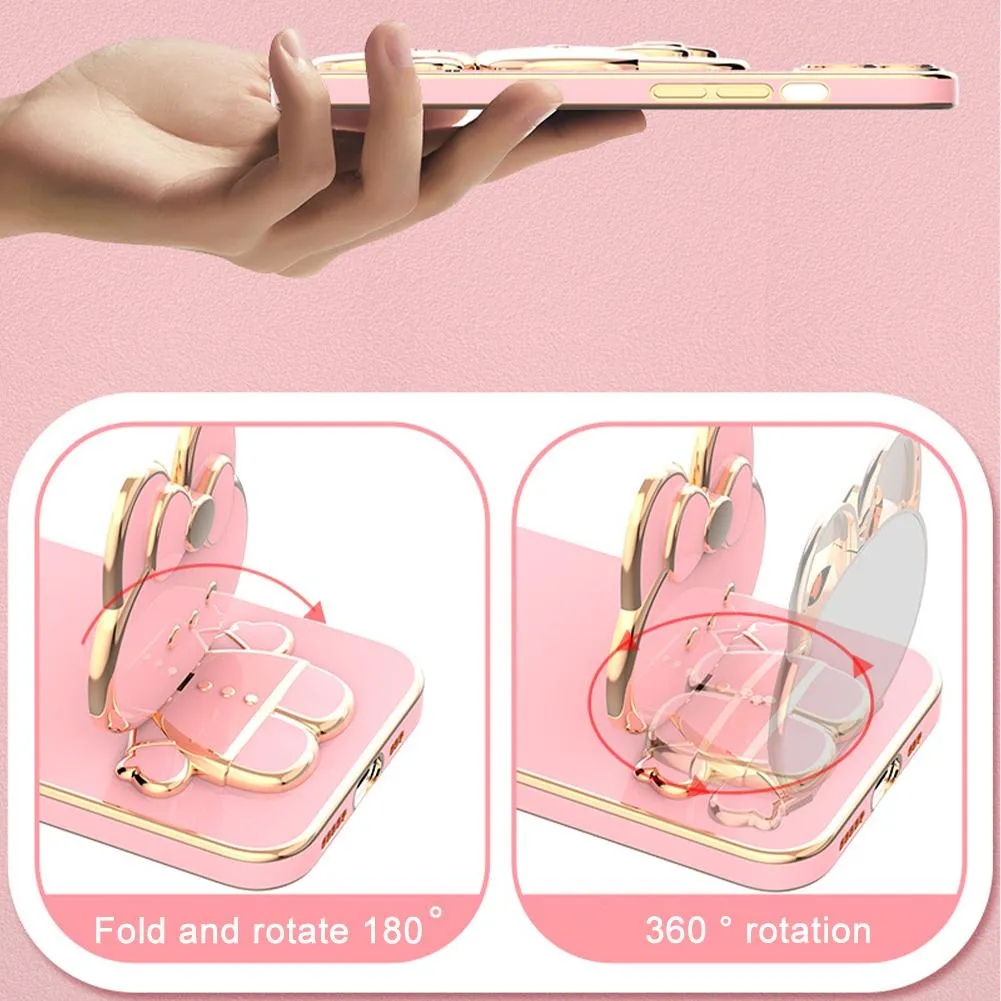 Kawaii Rabbit Phone Holder with Makeup Mirror