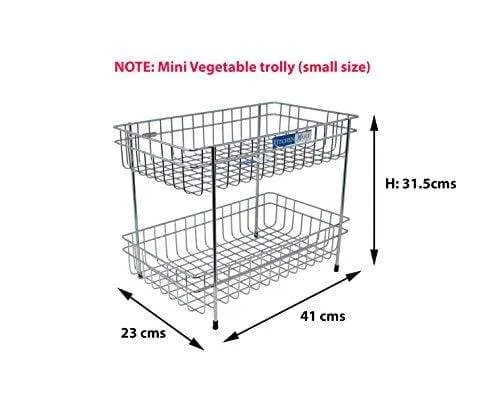 Kitchen Mart Vegetable Trolley , Rectangle, 2-Tier, Stainless Steel (Multipurpose Kitchen Storage Rack / Shelf)