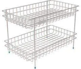 Kitchen Mart Vegetable Trolley , Rectangle, 2-Tier, Stainless Steel (Multipurpose Kitchen Storage Rack / Shelf)