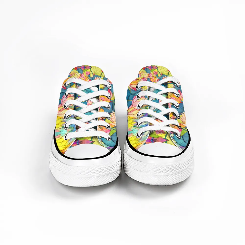 Lotus Flowers Collection - Classic Unisex Low Top Canvas Sneakers