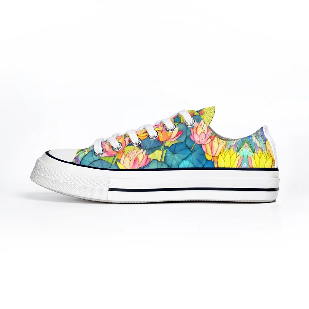 Lotus Flowers Collection - Classic Unisex Low Top Canvas Sneakers