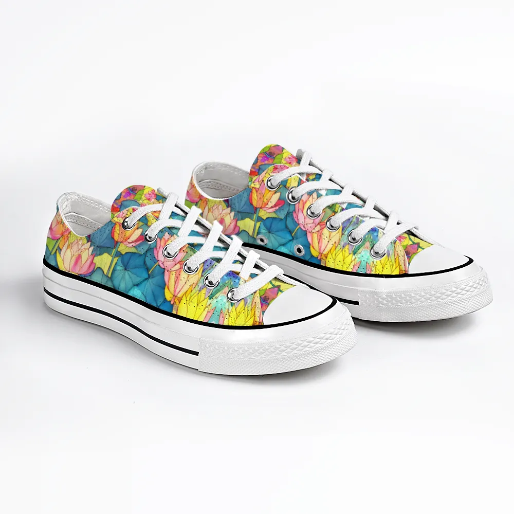 Lotus Flowers Collection - Classic Unisex Low Top Canvas Sneakers