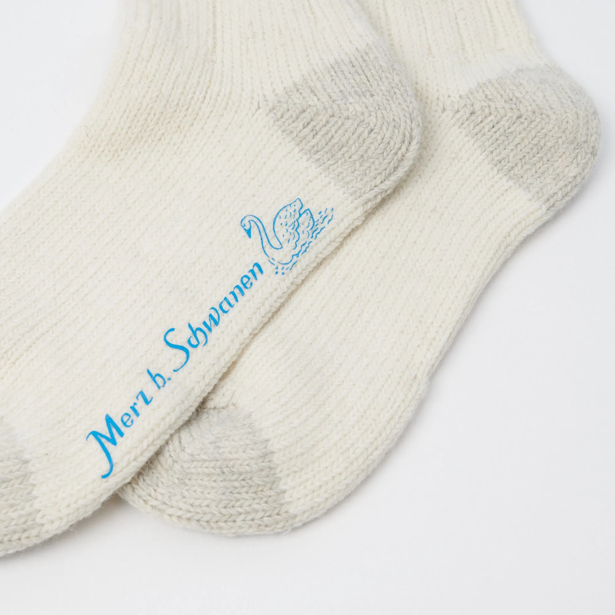 Merz b. Schwanen RW04 Recycled Wool Sock - Nature/Denim Blue