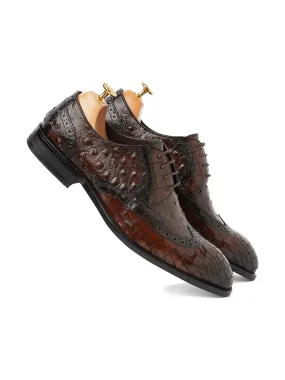 Ostrich Crocodile Oxford - Coffee